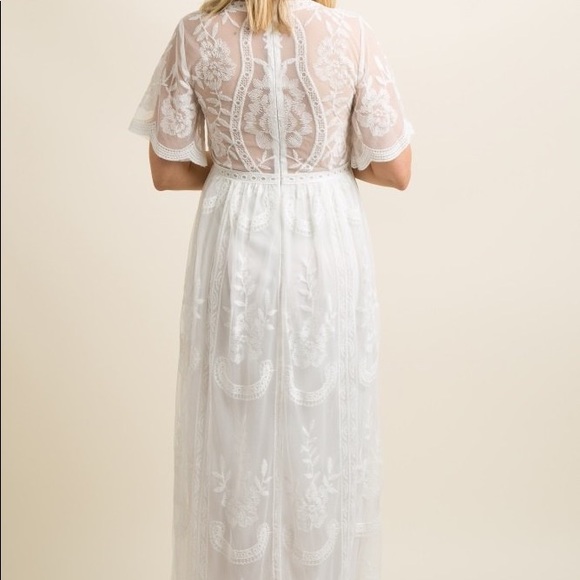 PinkBlush White Lace Mesh Maternity Maxi D… - Picture 9 of 14
